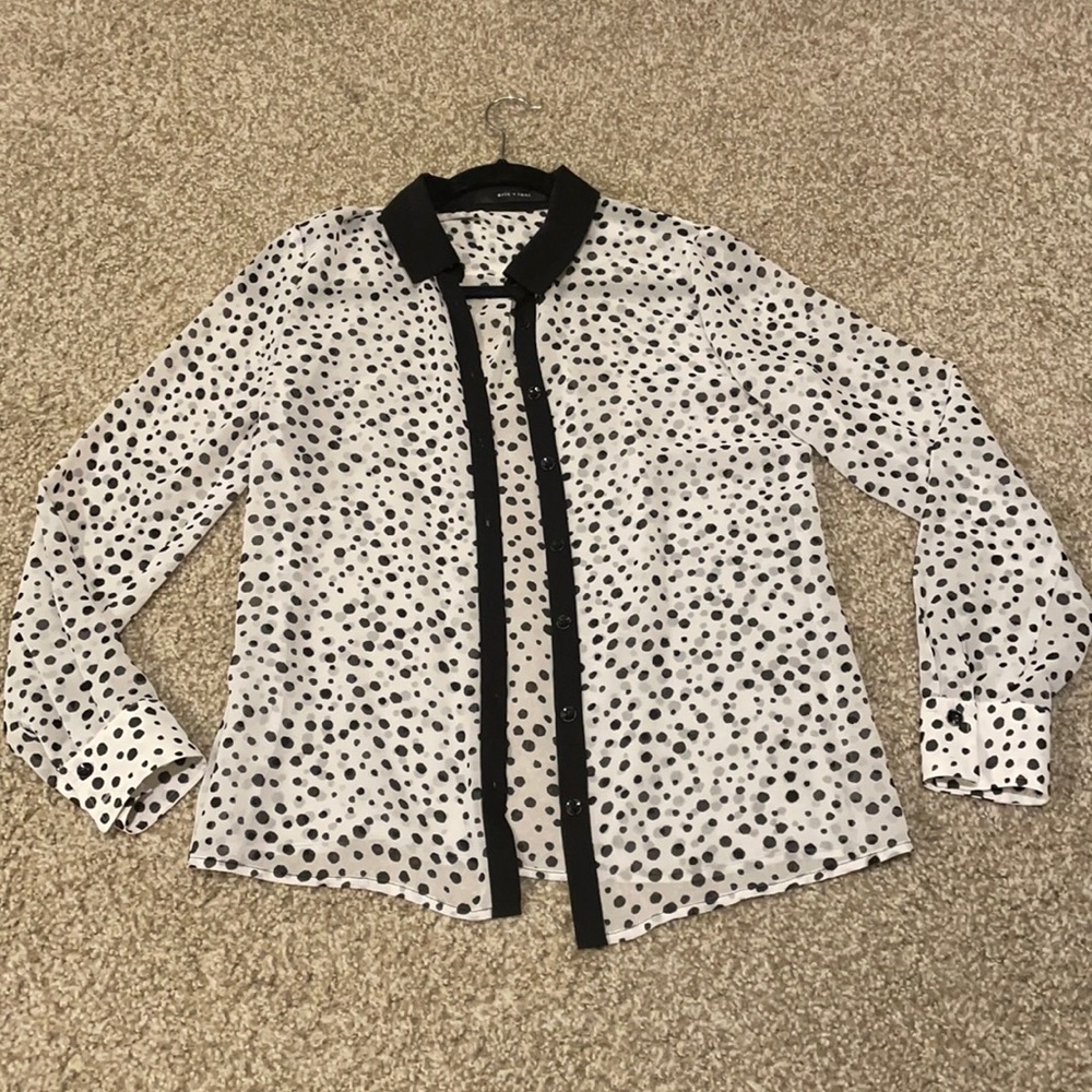 Polka dot black and white see-through gauzy top size S